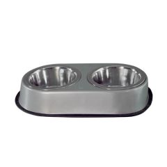 Comedero Inox Doble 2X0,75L. Arquivet