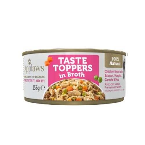 Applaws Dog Taste Toppers in Broth Pollo, Salmón y Verduras en Caldo (Latas) 156 gr x 12