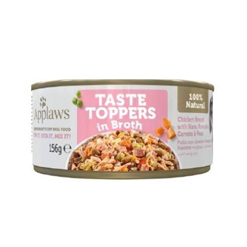 Applaws Dog Taste Toppers in Broth Pollo, Jamón y Verduras en Caldo (Latas) 156 gr x 12