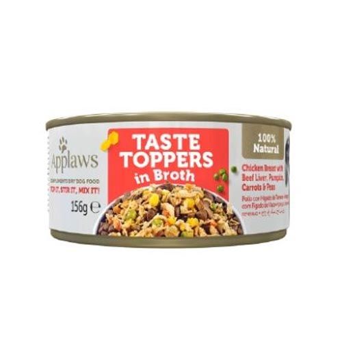 Applaws Dog Taste Toppers in Broth Pollo, Hígado, Ternera y Verduras en Caldo (Latas) 156 gr x 12