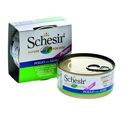 Schesir Perro Filetes de Pollo y Aloe Cachorros (Latas)