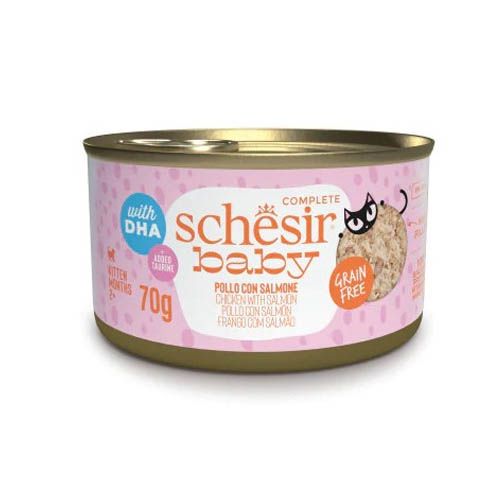 Schesir Gato Baby Filetes de Pollo con Salmón (Latas)