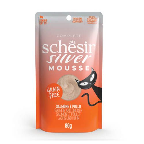 Schesir Gato Silver Mousse de Salmón con Pollo (Sobres)